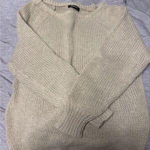 Amazon Beige Knit Crew Neck Sweater